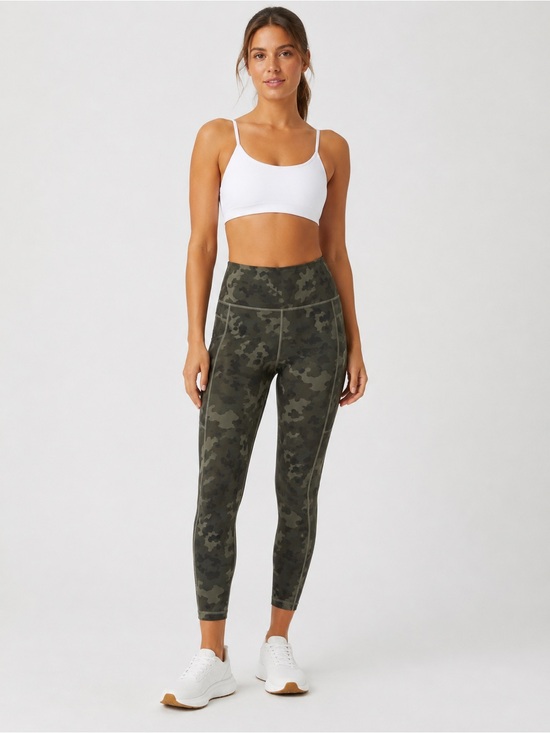 Vuori Pants - Vuori Stride Leggings Small Green Camo High Rise 7/8 Running Yoga Side Pocket